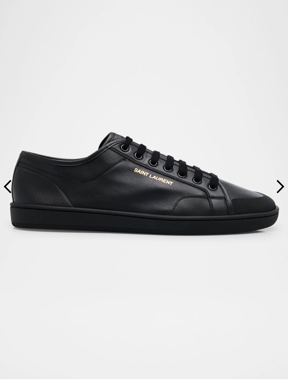 Saint Laurent Black Leather Low-Top Sneaker with Gold Logo